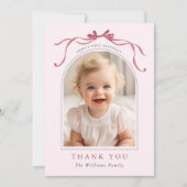 Carte De Remerciements Blush Pink Red Bow Birthday Arch Photo  (Devant)
