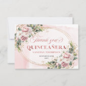Carte De Remerciements Blush Pink Rose Gold Botanical Boho Quince Thanks (Devant)