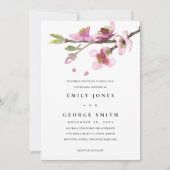 CARTE DE REMERCIEMENTS BLUSH ROSE CHERRY BLOSSOM FLORAL MARIAGE INVITER (Devant)