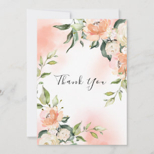 Carte De Remerciements Blush rose Gold Watercolor Mariage élégant