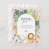 Carte De Remerciements Blush rose mignon safari fille baby shower (Devant / Derrière)