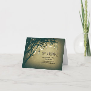 Carte De Remerciements bocaux de mason rustique et lumières scintillantes