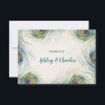 Carte De Remerciements Boheamian Peacock Feather Elegant Mariage Turquois<br><div class="desc">Carte de remerciements mariage bohème avec plumes paon et libellé turquoise. Idéal pour les élégants mariages boho et autres événements de style vintage.</div>