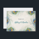 Carte De Remerciements Boheamian Peacock Feather Elegant Mariage Turquois<br><div class="desc">Carte de remerciements mariage bohème avec plumes paon et libellé turquoise. Idéal pour les élégants mariages boho et autres événements de style vintage.</div>