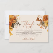 Carte De Remerciements Bohème Automne Aquarelle Fête des mariées rustique (Devant)