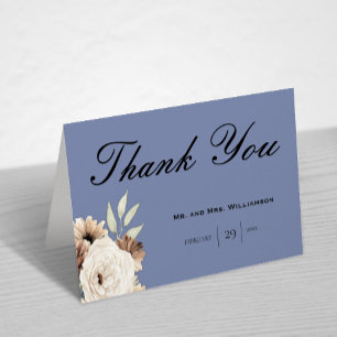 Carte De Remerciements Bohème bleu Dusty Fleur sauvage Mariage
