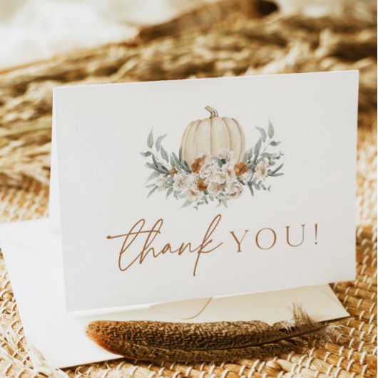 Carte De Remerciements BOHÈME Boho Automne Terracotte Fleur de Citrouille