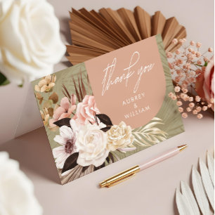 Carte De Remerciements Bohème Chic Moderne Bohème Aquarelle Flore Photo