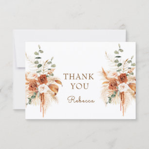 Carte De Remerciements Bohème Floral Automnal Terracotta Clair Minimal