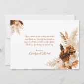 Carte De Remerciements Bohème Rouille Et Mariage De Pampas (Dos)
