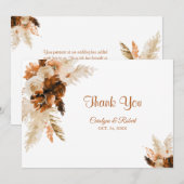Carte De Remerciements Bohème Rouille Et Mariage De Pampas (Devant / Derrière)