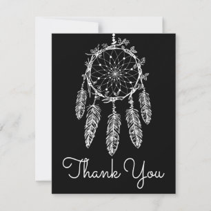 Carte De Remerciements Boho Amérindien Noir Blanc Dream Catcher 