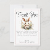 Carte De Remerciements Boho animaux mignon lapin botanique Nesting Party (Devant)