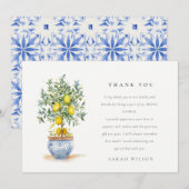 Carte De Remerciements Boho Aquarelle Arbre Citron Jaune Baby Shower (Devant / Derrière)