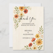 Carte De Remerciements Boho aquarelle fleurs mariage botanique (Devant)