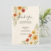 Carte De Remerciements Boho aquarelle fleurs photo mariage (Debout devant)