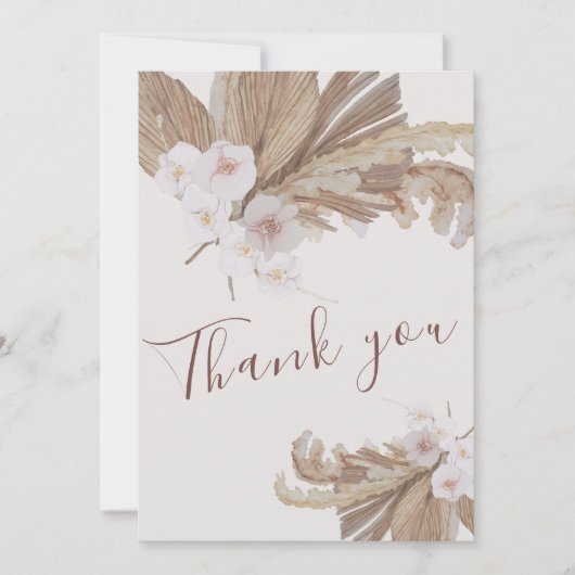 Carte De Remerciements Boho Aquarelle Florale Pampas Grasse Photo (Devant)