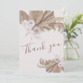 Carte De Remerciements Boho Aquarelle Florale Pampas Grasse Photo (Debout devant)