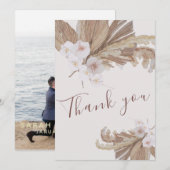 Carte De Remerciements Boho Aquarelle Florale Pampas Grasse Photo (Devant / Derrière)