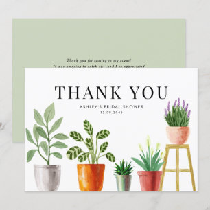 Carte De Remerciements Boho Aquarelle Poted Houplant Fête des mariées