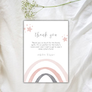 Carte De Remerciements Boho Aquarelle rose Baby shower arc-en-ciel