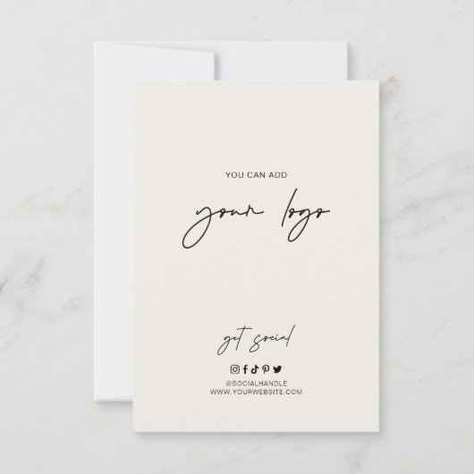 Carte De Remerciements Boho Arch Neutral Beige Monogramme Affaires (Dos)