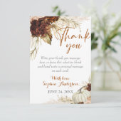 Carte De Remerciements Boho automne Amour Flore Orange Brûlé Enterrement  (Debout devant)