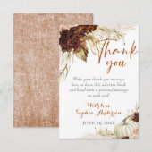 Carte De Remerciements Boho automne Amour Flore Orange Brûlé Enterrement  (Devant / Derrière)