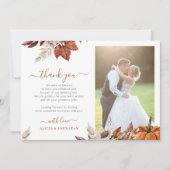 Carte De Remerciements Boho automne automne automne 2 photos élégant scri (Devant)