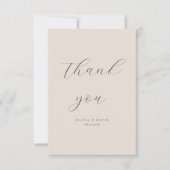 Carte De Remerciements Boho Automne Beige Simple moderne Script Mariage P (Devant)