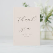 Carte De Remerciements Boho Automne Beige Simple moderne Script Mariage P (Debout devant)