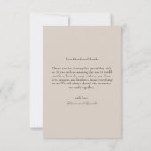 Carte De Remerciements Boho Automne Beige Simple moderne Script Mariage P (Dos)