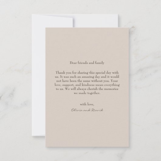 Carte De Remerciements Boho Automne Beige Simple moderne Script Mariage P (Dos)