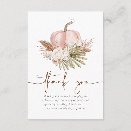 Carte De Remerciements Boho Automne Pampas et Citrouille Fête de Mariage (Devant)