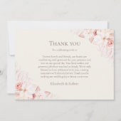 Carte De Remerciements Boho Beige et rose Roses Mariage (Devant)