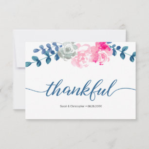 Carte De Remerciements Boho Bliss : Elégant Mariage de fleurs d'aquarelle