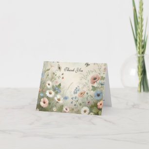 Carte De Remerciements Boho Blooms et Vintage Vows Mariage