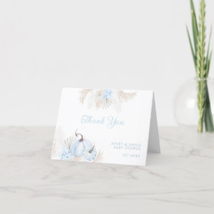 Carte De Remerciements Boho Blue Citrouille C'est un garçon Baby shower d