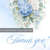 Carte De Remerciements Boho Blue Hydrangeas Eucalyptus Wedding thank you