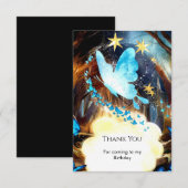 Carte De Remerciements Boho Blue Papillon Anniversaire (Devant / Derrière)