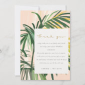 Carte De Remerciements Boho Blush Green Tropical Palm Beach Mariage (Devant)