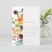 Carte De Remerciements Boho Blush Jaune Orange Fête des mariées Florale (Debout devant)