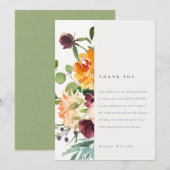 Carte De Remerciements Boho Blush Jaune Orange Fête des mariées Florale (Devant / Derrière)