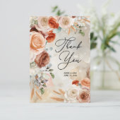 Carte De Remerciements Boho Blush Terracotta Cream Floral Wedding  (Debout devant)
