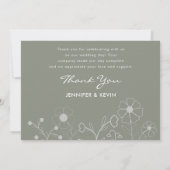 Carte De Remerciements Boho Botanique Sage Vert Fleur sauvage Mariage (Dos)