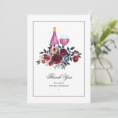 Carte De Remerciements Boho Bourgogne et Fête des mariées de dégustation (Debout devant)