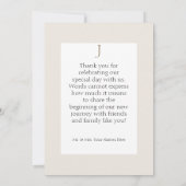 Carte De Remerciements Boho Brûlé Orange Arc Floral Monogramme Beige (Dos)