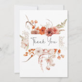 Carte De Remerciements Boho Brûlé Orange Arc Floral Monogramme Blanc (Devant)