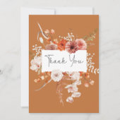 Carte De Remerciements Boho Brûlé Orange Arc Floral Monogramme Rouille (Devant)