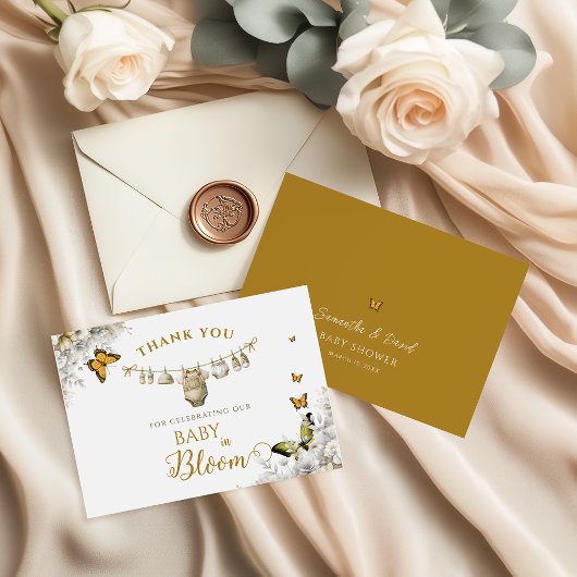 Carte De Remerciements Boho Butterfly Baby in Bloom